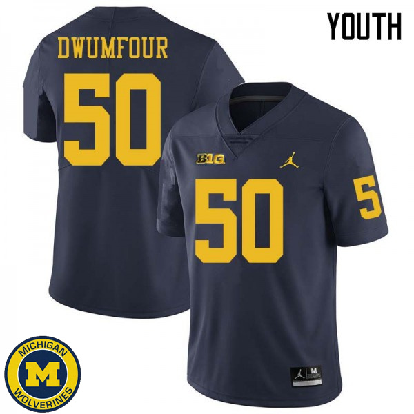 Youth University of Michigan #50 Michael Dwumfour Navy Jordan Brand High School Jersey